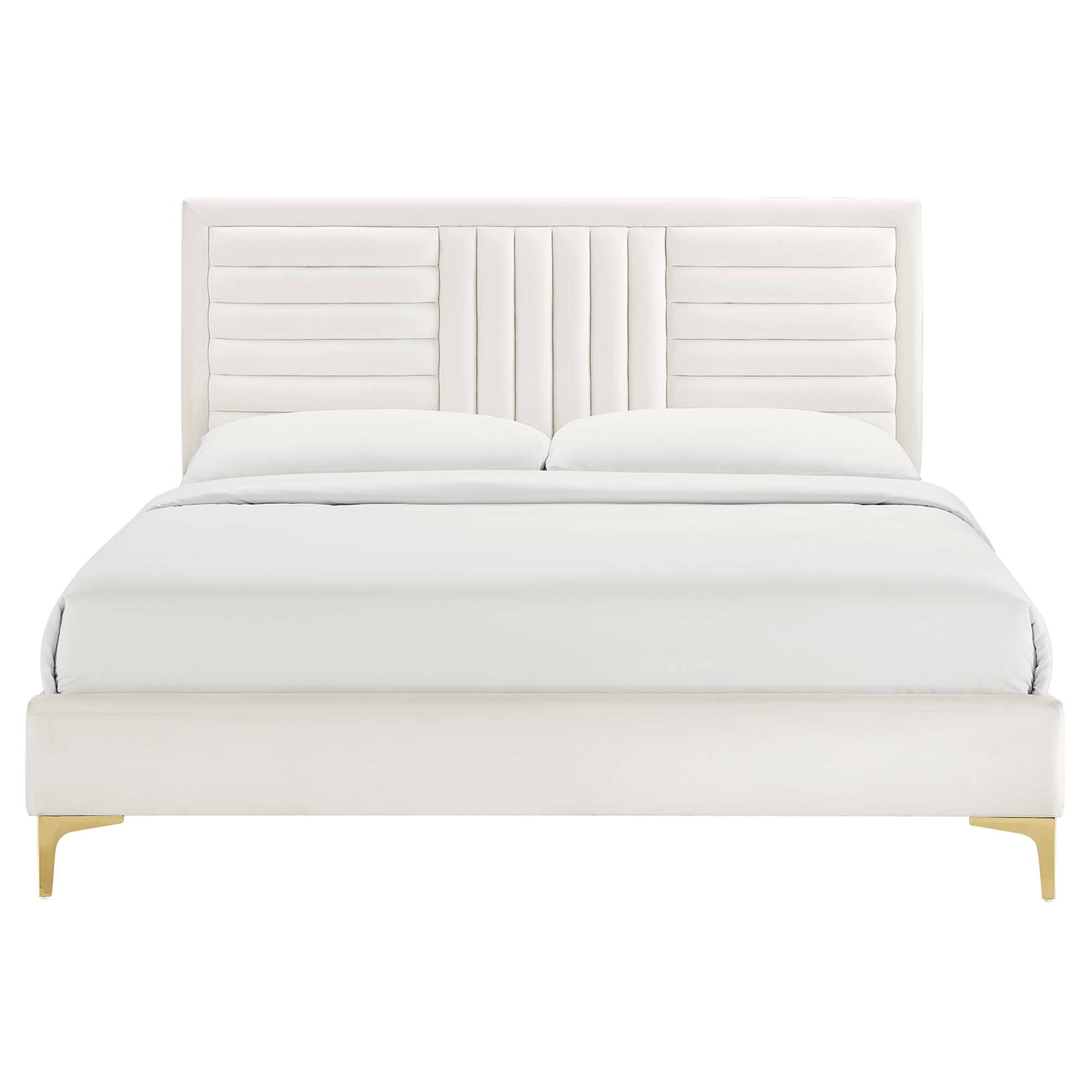 Alt View 1. Modway - Gwyneth Tufted Performance Velvet Full Platform Bed - Red.