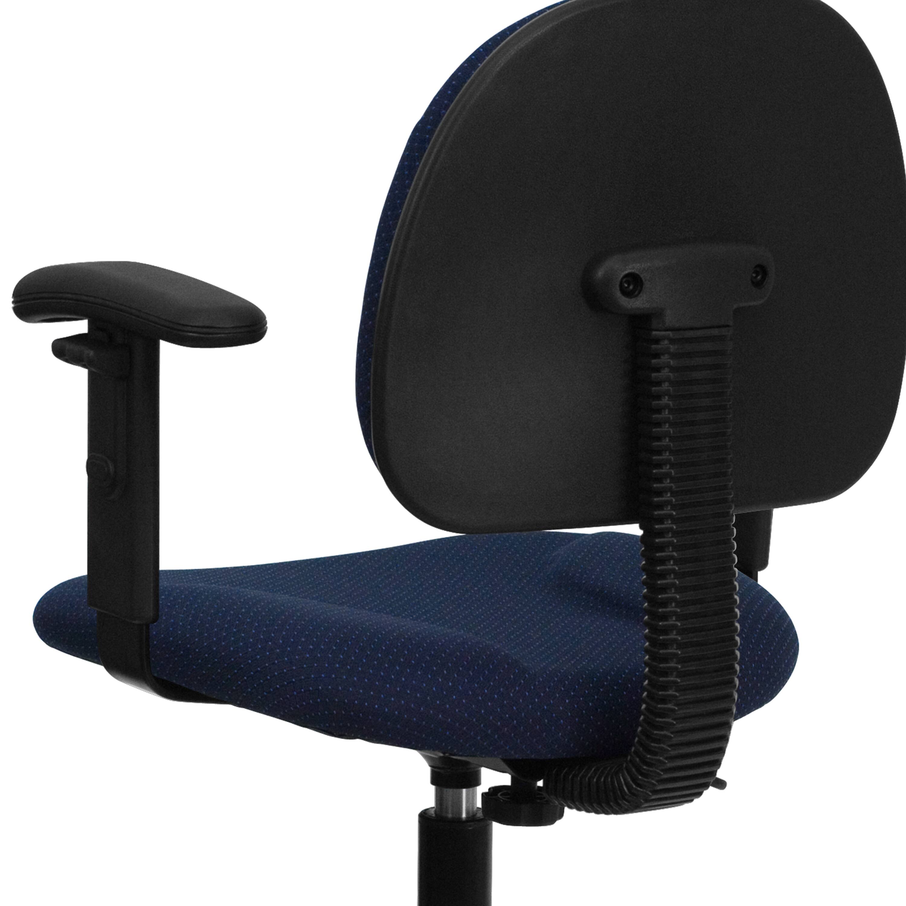 Alt View 8. Emma + Oliver - Two Cylinder Drafting Chair with Adjustable Arms - Navy Blue Patterned.