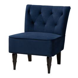 Baxton Studio - Harmon Modern and Contemporary Transitional Velvet Fabric Upholstered and Finished Wood Accent Chair - Navy Blue/Black