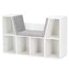 Front. Costway - Costway 6 Cubby Kid Storage Cabinet Bookcase Multi-Purpose Shelf Cushioned Reading Nook - White.