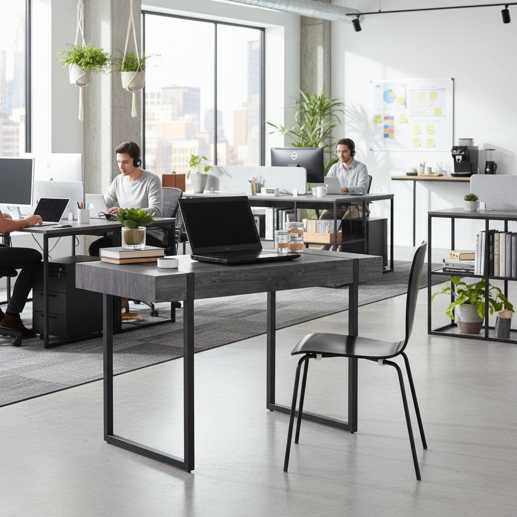 Alt View 4. Forest'nSky - Get to Work with This Compact Writing Desk, Small Space Computer Table for Home Office or Study - Black.