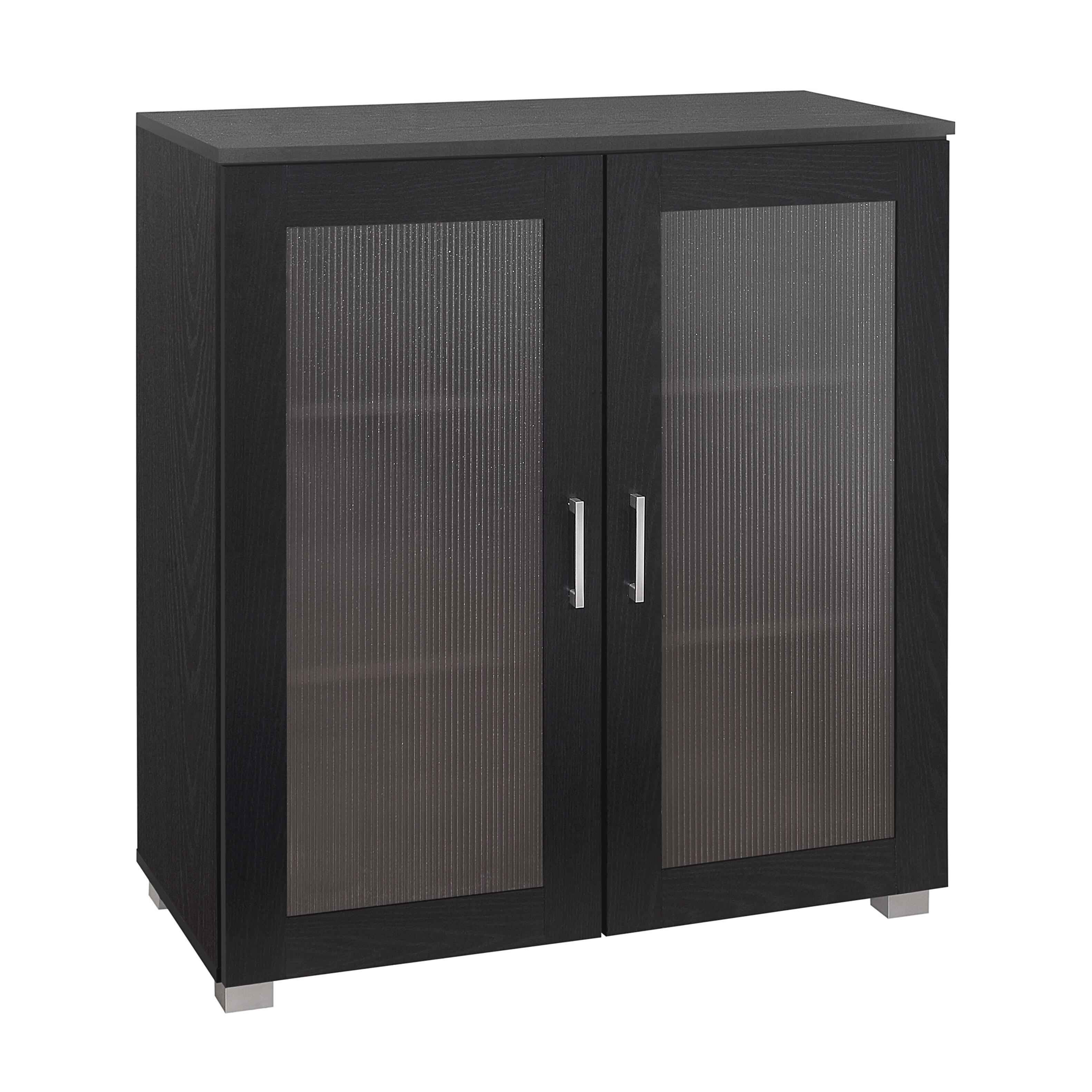 Back. Kings Brand Furniture - Kings Brand Furniture 2-Door Accent Storage Cabinet, Sideboard Buffet Floor Storage Cupboard - Black.