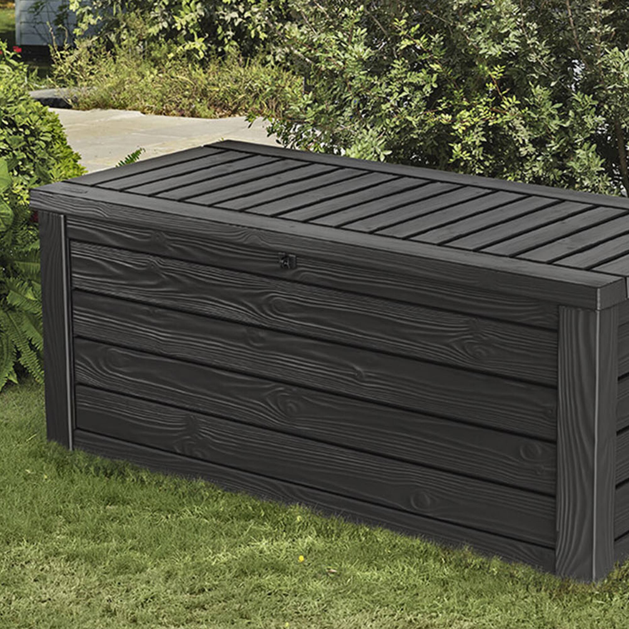 Alt View 8. Keter - Keter Westwood Outdoor 150 Gal Deck Storage Box for Yard Tools, Grey (2 Pack) - Dark Gray.