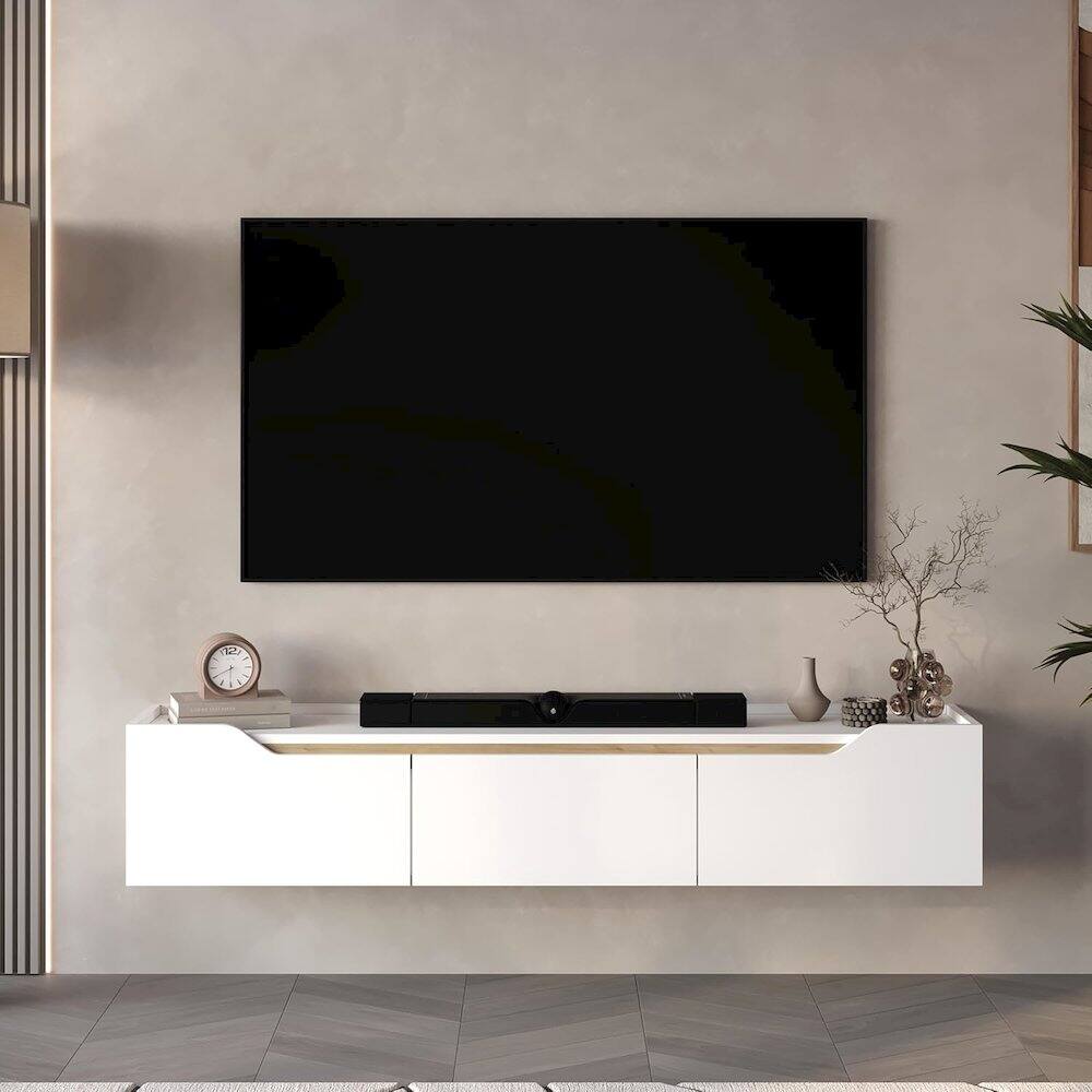 Alt View 3. Atelier Mobili - Floating TV Stand for 75 Inch TVs, Modern Entertainment Center - Brown.