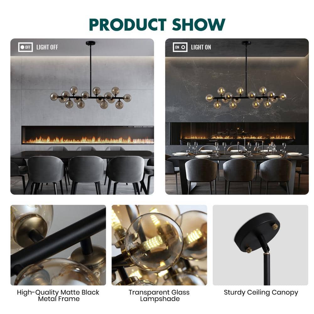 PRODUCT SHOW

- LIGHT OFF
- LIGHT ON

- High-Quality Matte Black Metal Frame
- Transparent Glass Lampshade
- Sturdy Ceiling Canopy