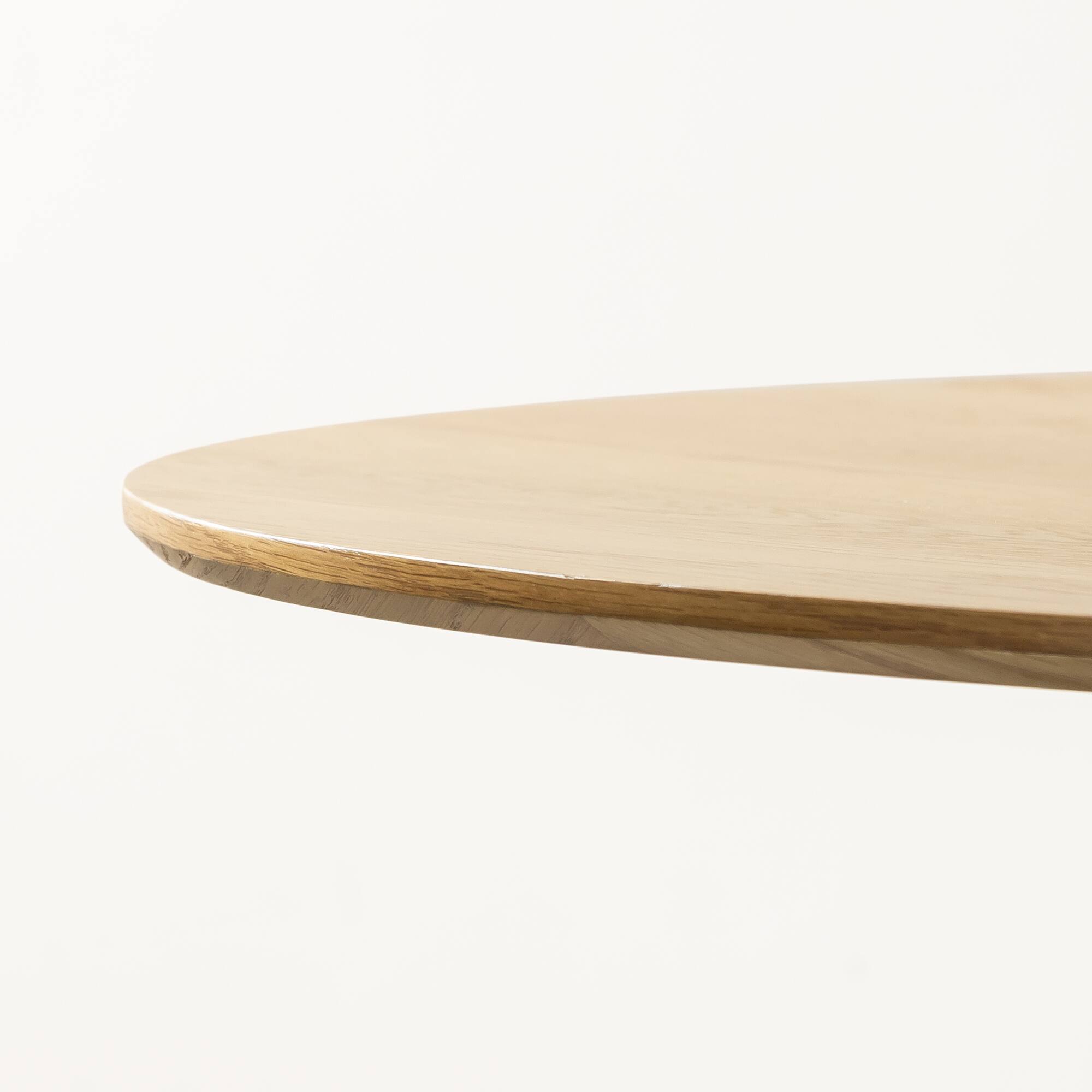 Alt View 1. PexFix - Minimalist Farmhouse Solid Oak Dining Table, 46" Round with Tapered Pedestal Base for 4 - Natural.