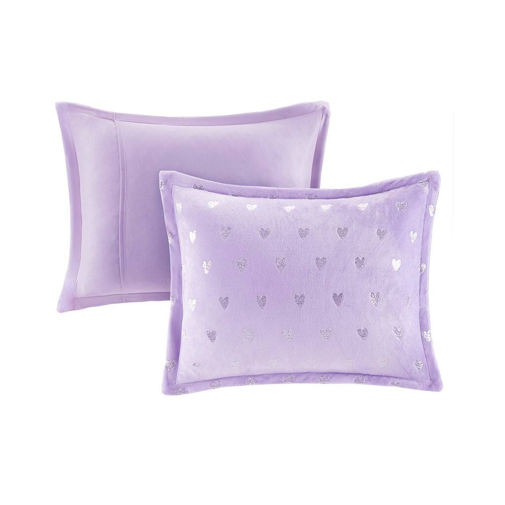 Alt View 4. Gracie Mills - Gracie Mills Elysia Metallic Printed Plush Comforter Set - Purple/Silver.