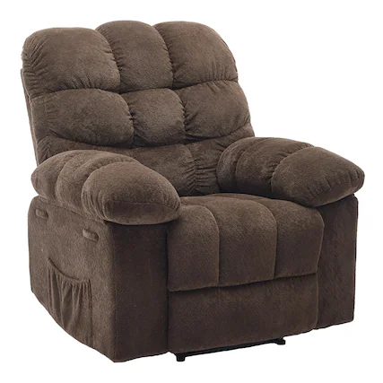 Front. Acekool - Oversized Manual Recliner Chair with Hidden Footrest, Upholstery Swivel 150° Recliner Ergonomic Design - Brown.