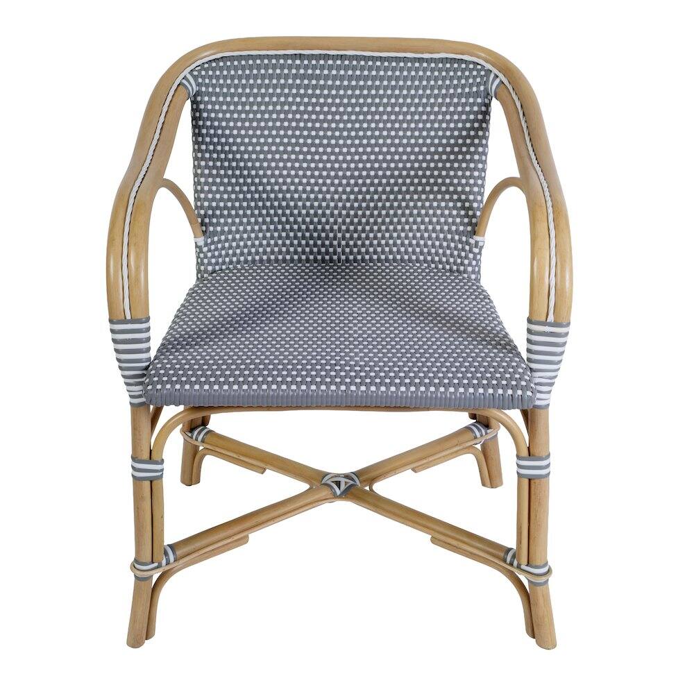 Alt View 2. Butler Specialty - Portofino 18.75 in. Seat Height Rattan Arm Chair - Gray And White.
