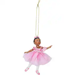 Kurt S Adler - Kurt Adler African American Little Ballerina Dancer Resin Christmas Tree Ornament 3.25 inch - Multicolor
