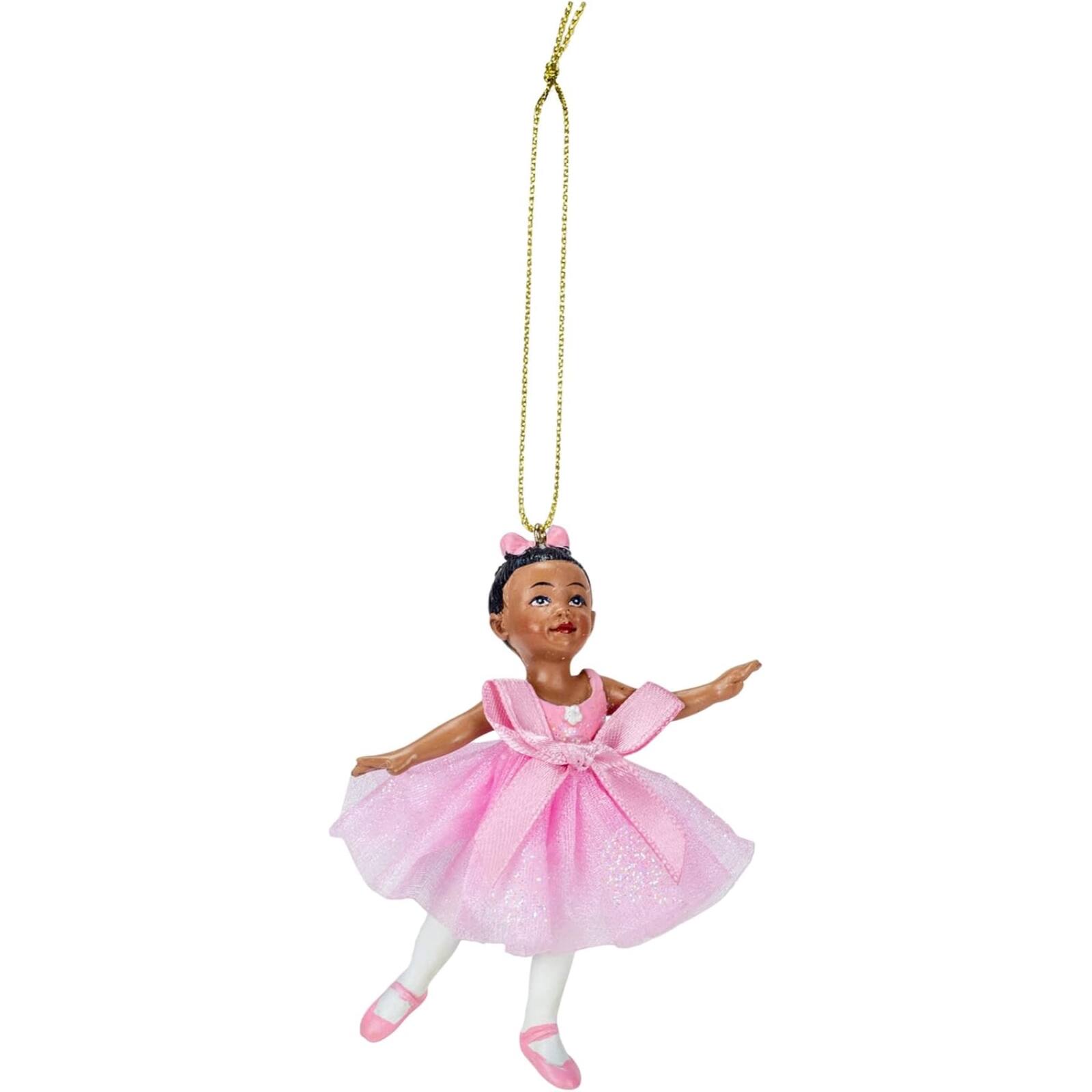 Front. Kurt S Adler - Kurt Adler African American Little Ballerina Dancer Resin Christmas Tree Ornament 3.25 inch - Multicolor.