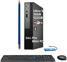 Dell - Pro Micro Desktop - MFF - Intel Core Ultra 5 - 16GB Memory - 512GB SSD - Wi-Fi 6E - Keyboard - Mouse - Windows 11 Pro - IST HUB - Black