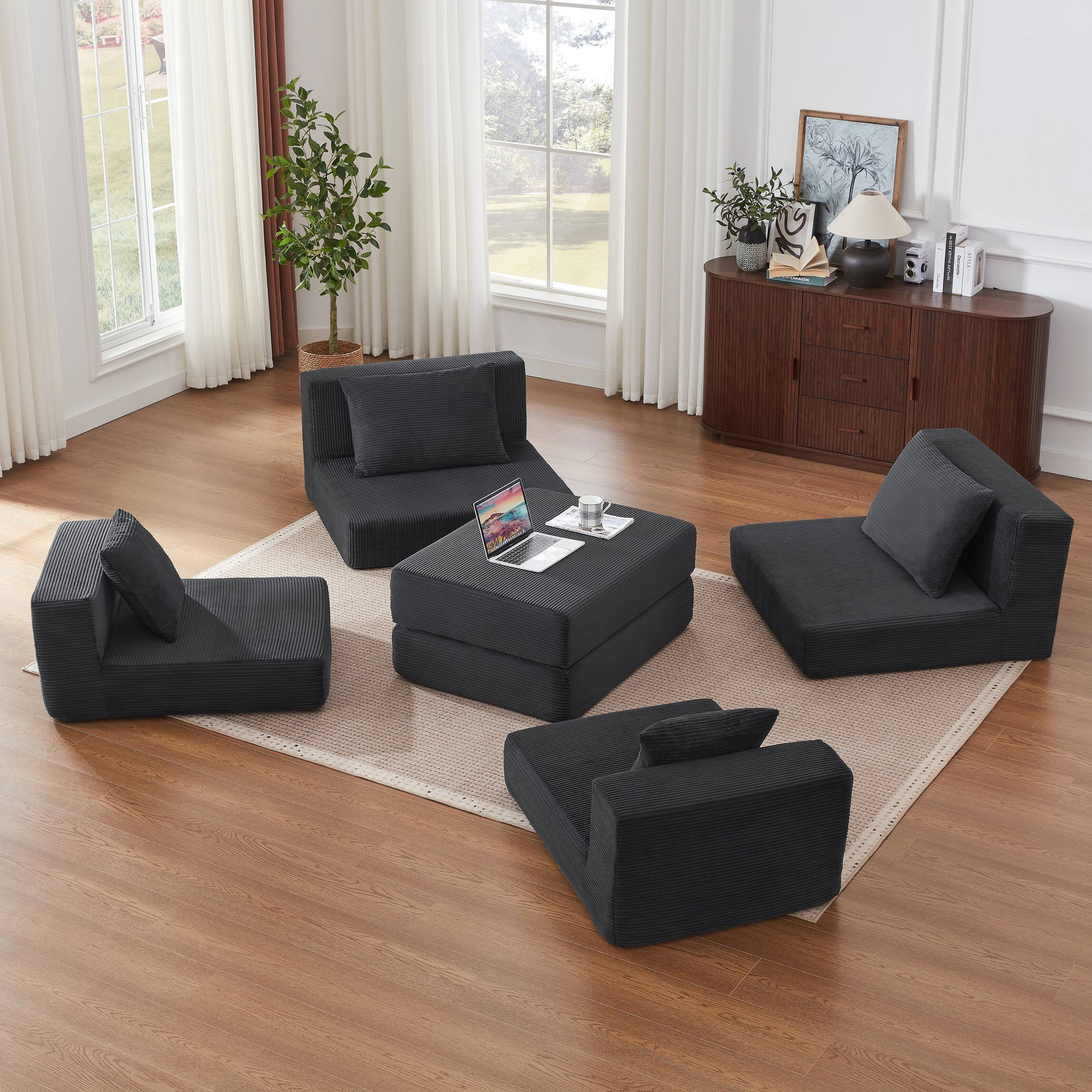 Alt View 1. Anysun - Anysun Modular Boneless Sectional Loveaeat Cloud Sofa with Non Slip Base, No Assembly - Dark Gray.