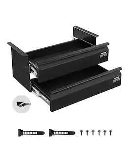 VEVOR - 16" Wide Under Desk Drawer Slide Out, Under Desk Mounted Pull-out Drawer Attachment, Desktop 2 Layer Storage Organizer - Black