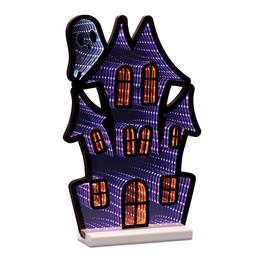 BreeBe - Haunted House w/Ghost Ekkolight 16"H - Purple, Black, Orange