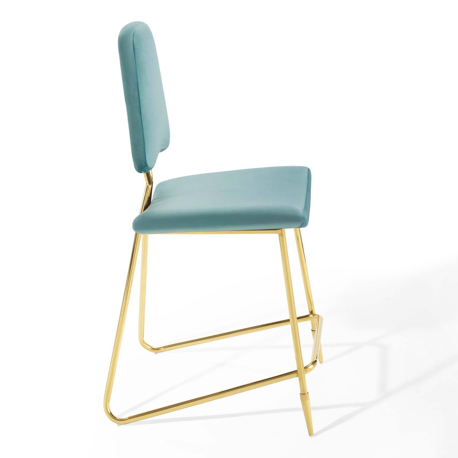 Alt View 2. Modway - Ponder Performance Velvet Counter Stool by Modway - Sea Blue.