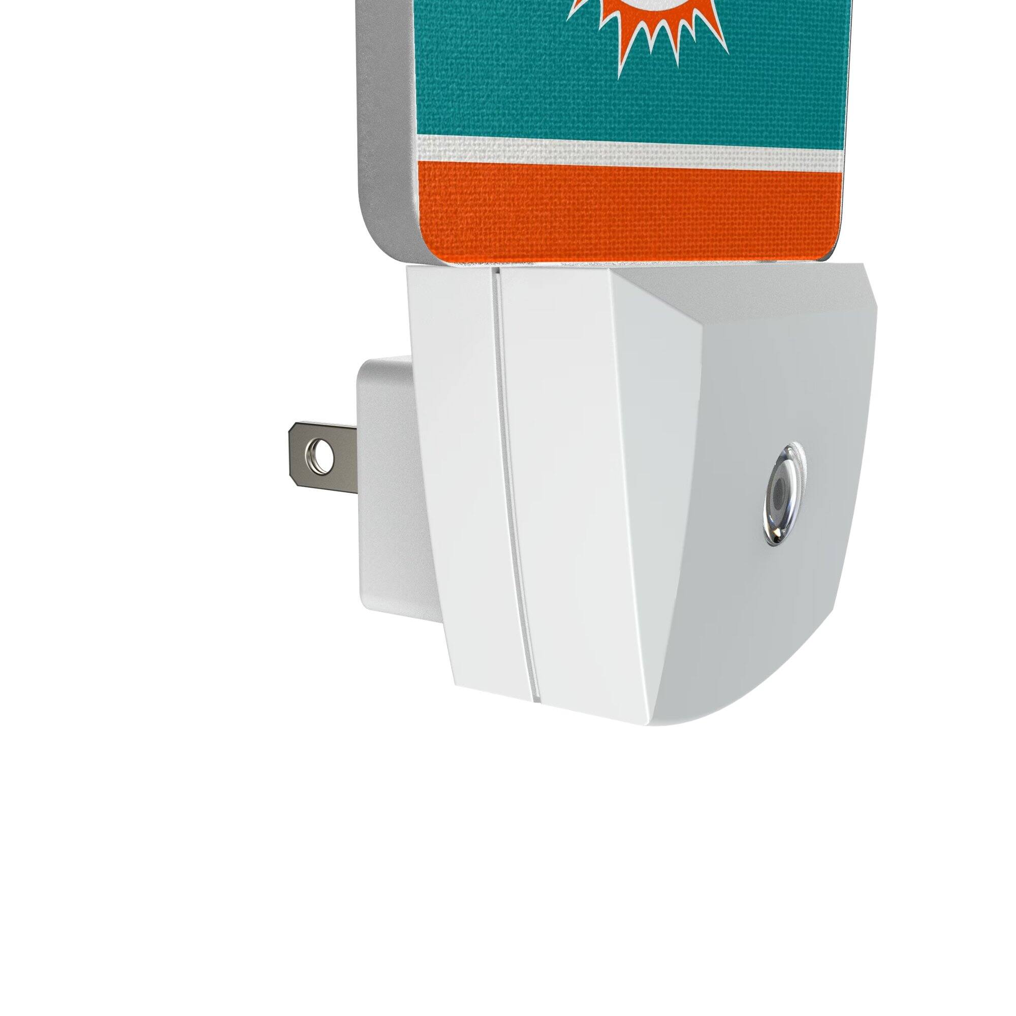 Alt View 2. Keyscaper - Miami Dolphins Stripe Design Nightlight 2-Pack - Multicolor.