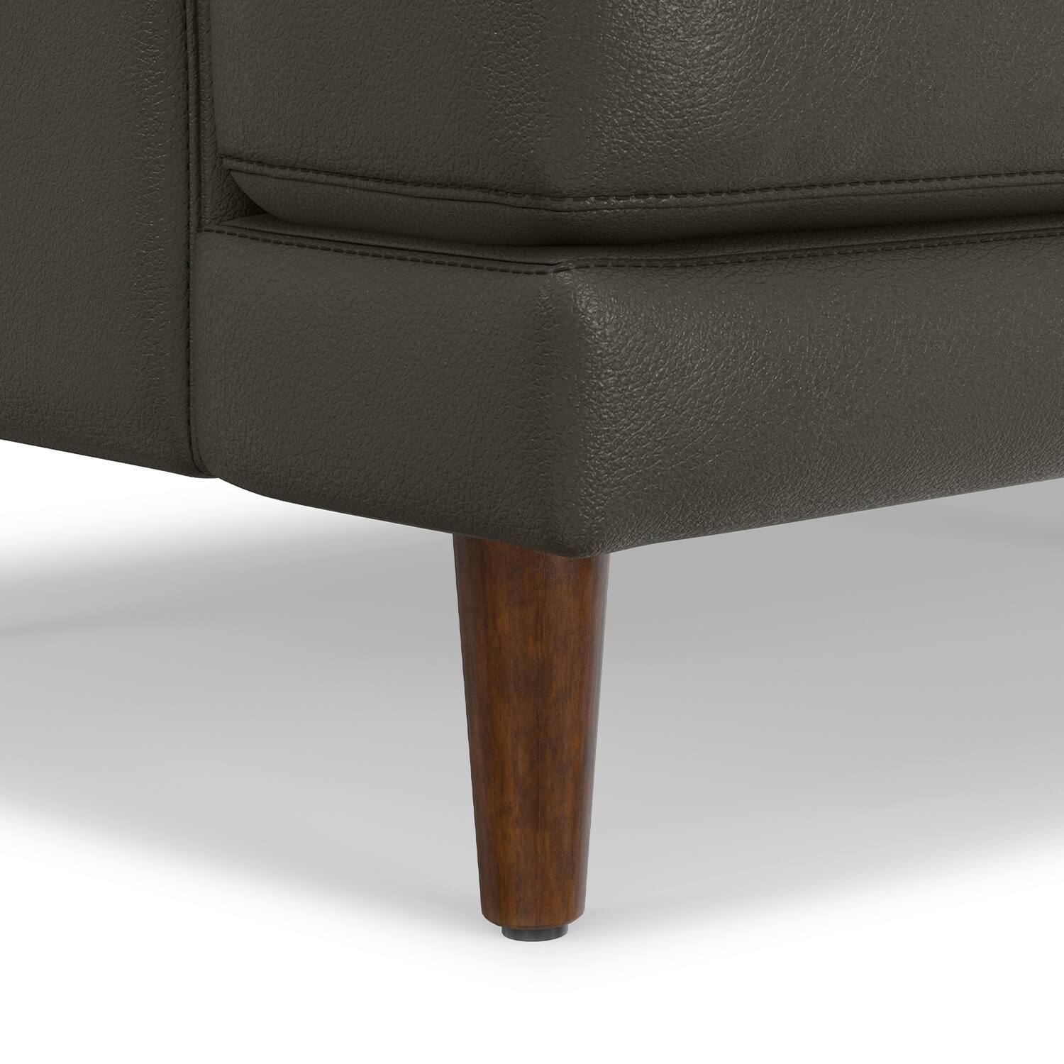 Alt View 2. Simpli Home - Livingston 76 inch Wide Mid-Century Modern Sofa in Coal Top Grain Genuine Leather - Coal.