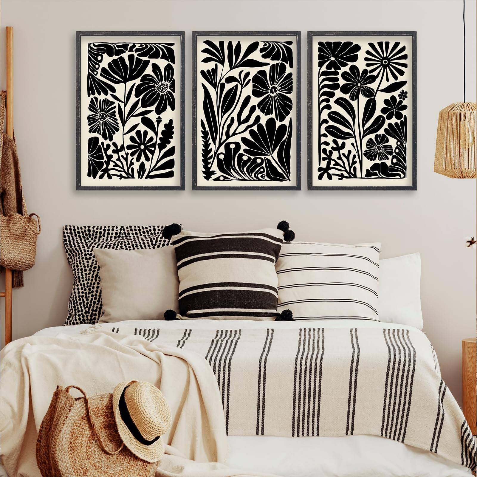 Alt View 3. Hanke - Abstract Floral Botanical Boho Wall Art Minimalist Pictures Prints Bedroom Modern Home 16 x 11 inches - Abstract Floral Botanical Wall Art (Wood) 16"L x 1.