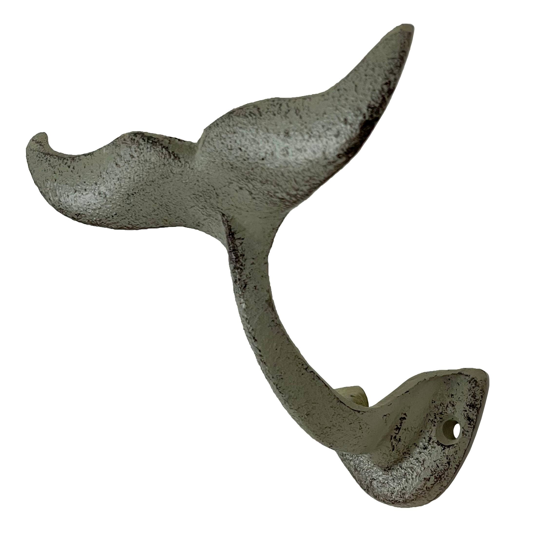 Alt View 7. Zeckos - Set of 3 Cast Iron Nautical Whale Tale Wall Hooks - Multicolored.