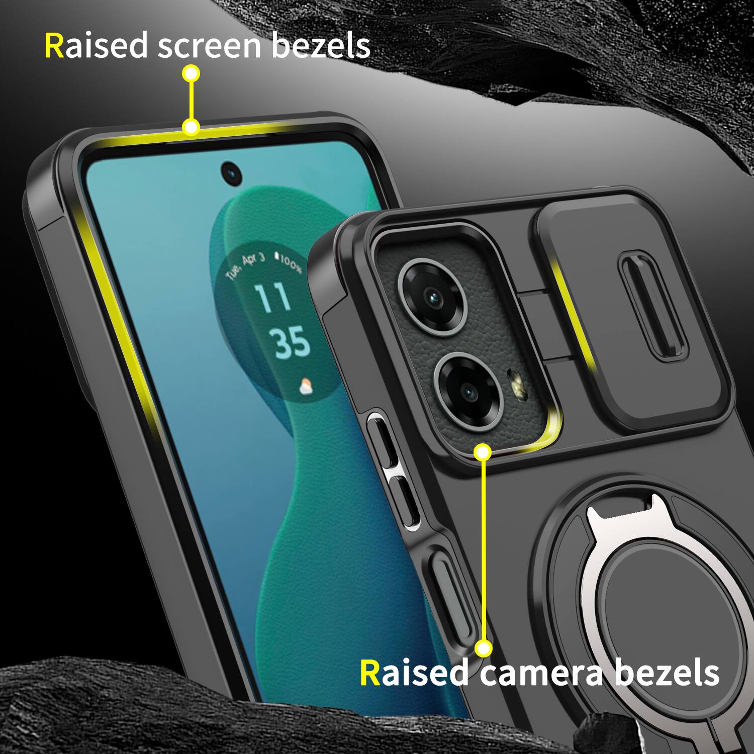 Raised screen bezels  
Apr 3 100% Tue, 11 35  
Raised camera bezels