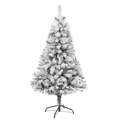 Front. BreeBe - 5' Flocked White Christmas Tree with Pinecones and 360 Tips - White, Green.