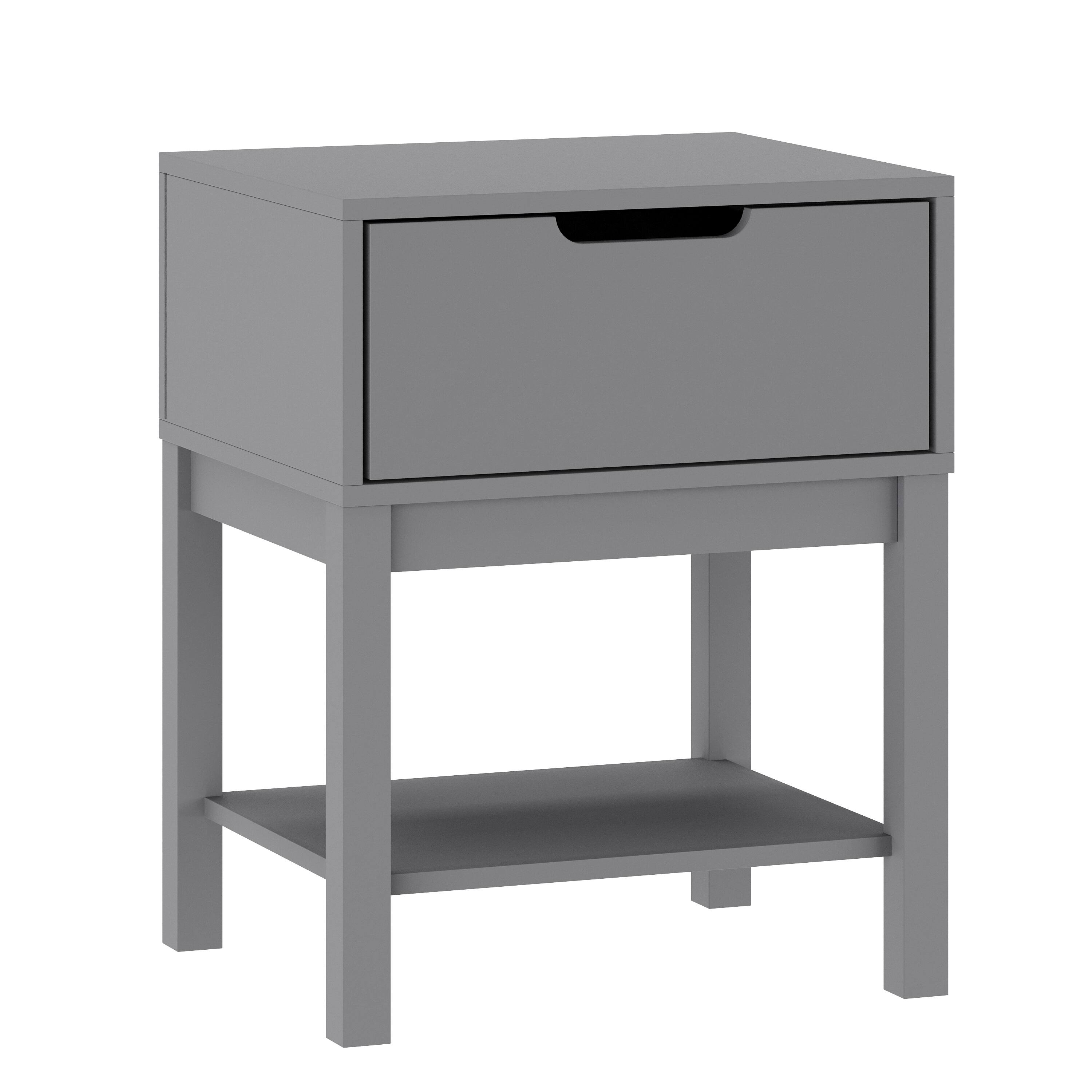Front. Flash Furniture - Dallas Wooden Night Stand, Bedroom Side Table with Storage Drawer and Shelf for Kids in Gray - Gray.