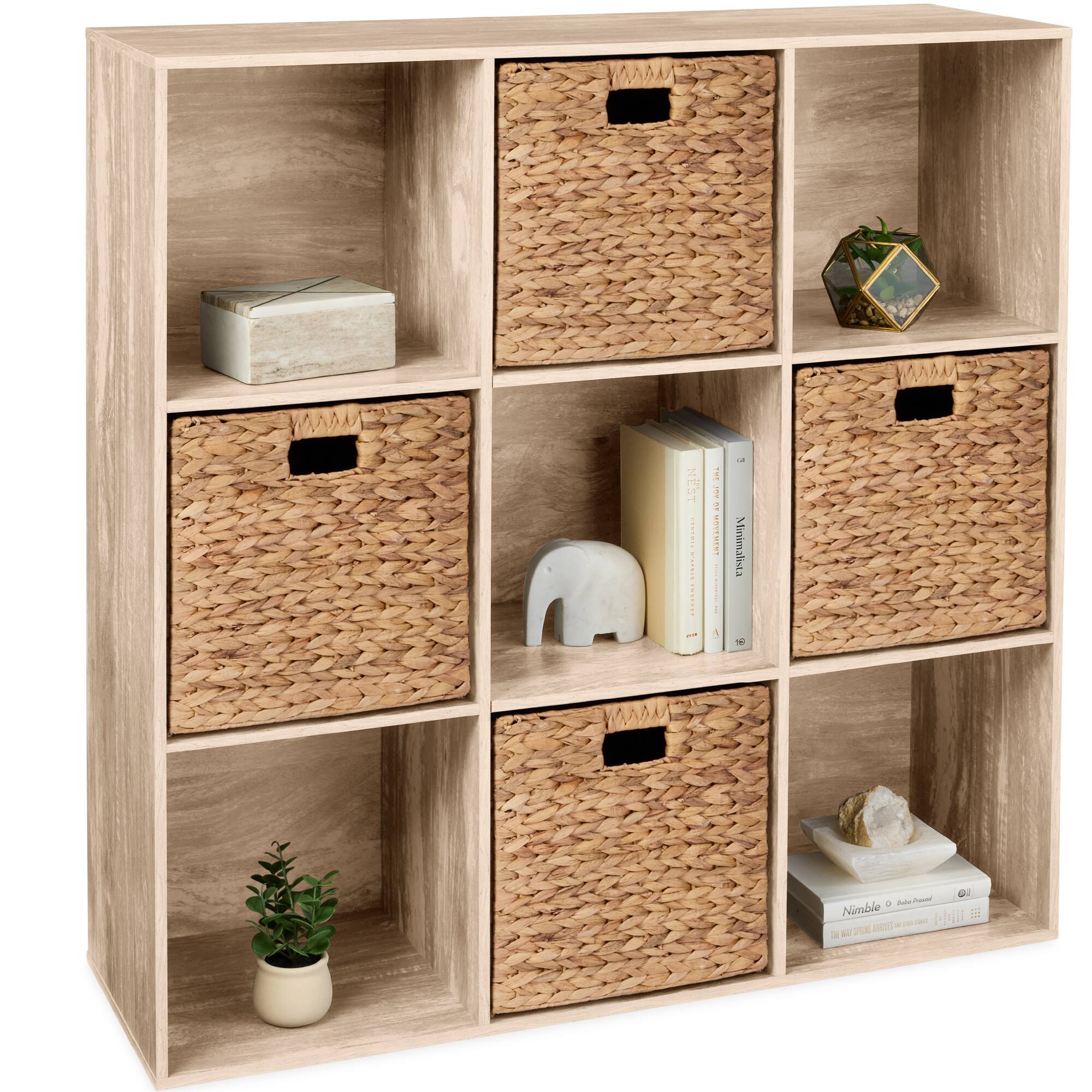 Best Choice Products - 9-Cube Bookshelf, 13.5in Display Storage System, Organizer w/ Removable Back Panels - Light Oak