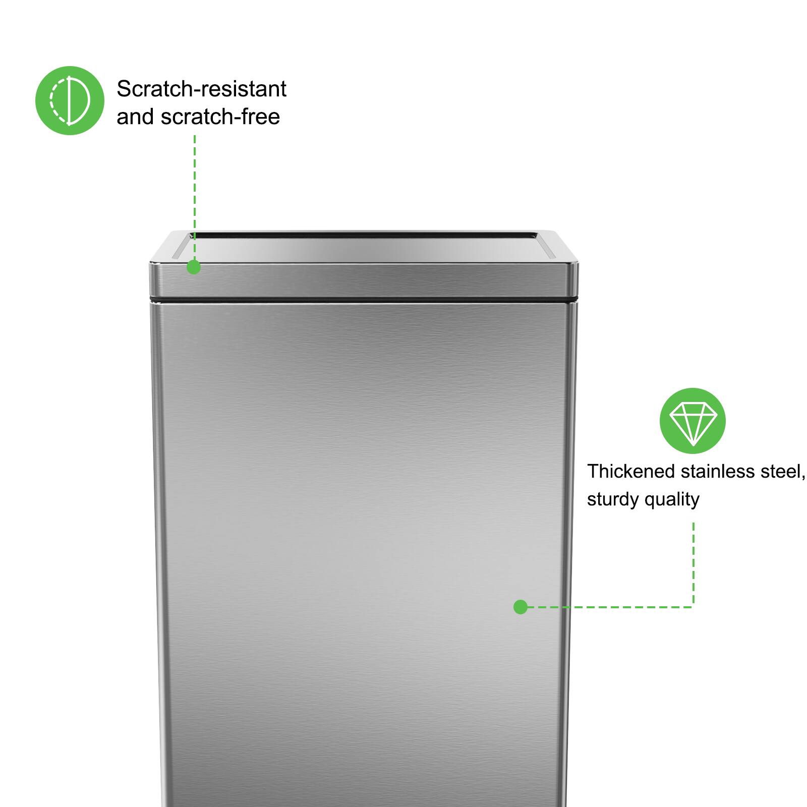 Scratch-resistant and scratch-free  
Thickened stainless steel, sturdy quality