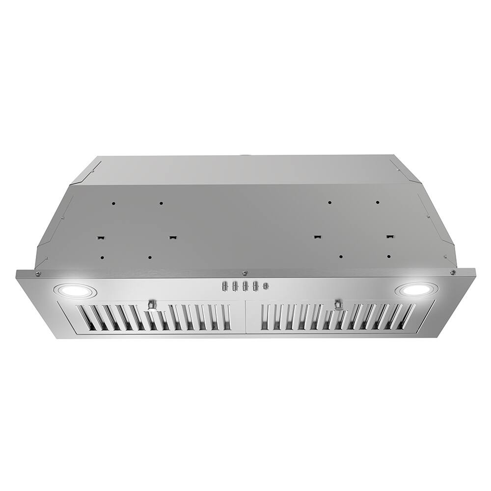 Angle. Streamline - 28 in. Petroni Ducted Insert 350 CFM Range Hood, Baffle Filters, Push Button Control, LED Lights - Brushed Stainless Steel.