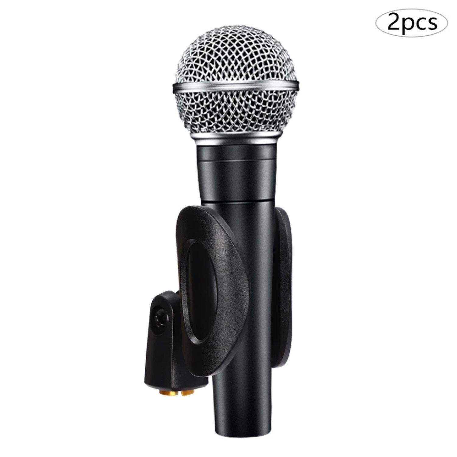 Alt View 1. Home Collection - 2-Pack Universal Microphone Clips Clamp Holders for Wired and Wireless Mic Stands – 180° Adjustable Design.