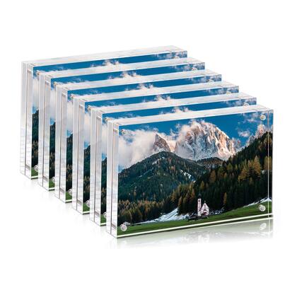 Front. BP4U - 4x6 Inch Tabletop Acrylic Picture Frames, 10+10MM Double Sided Desktop Photo Frames (6-Pack).