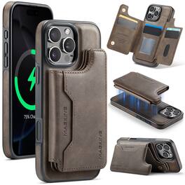 Dteck - for Apple iPhone 16 Pro Max Magnetic Wallet Case,2-in-1 Detachable RFID Blocking Card Slots Pocket,Mag Safe Compatible - Coffee