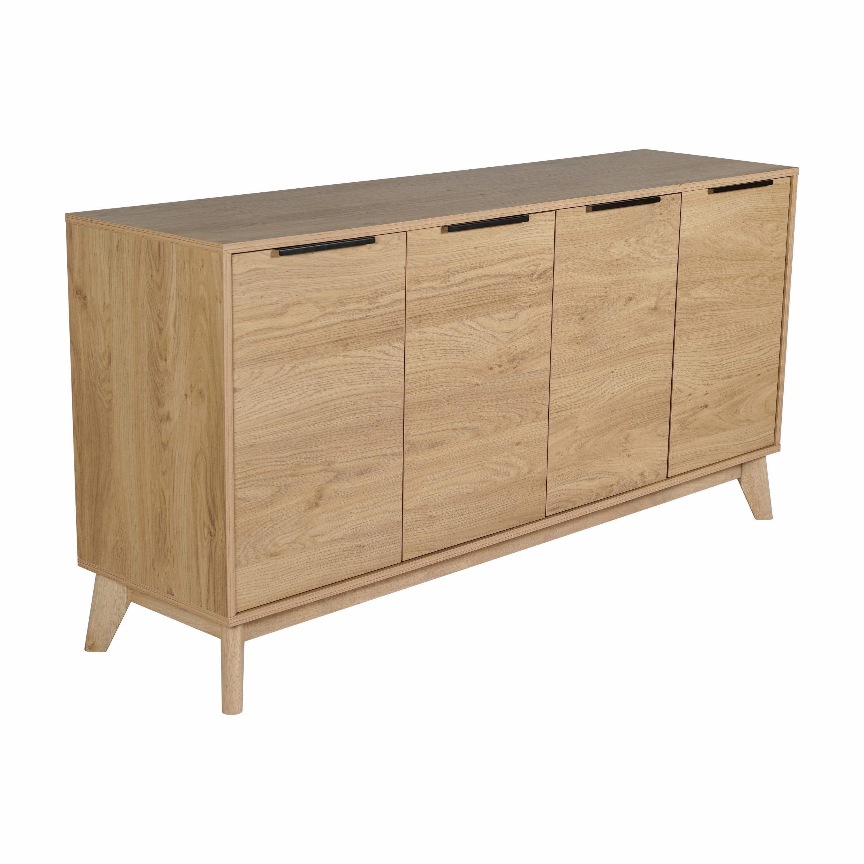 Alt View 1. Emma + Oliver - Mid-Century Modern Buffet/TV Stand with Soft Close Doors & Shelving - Light Natural.