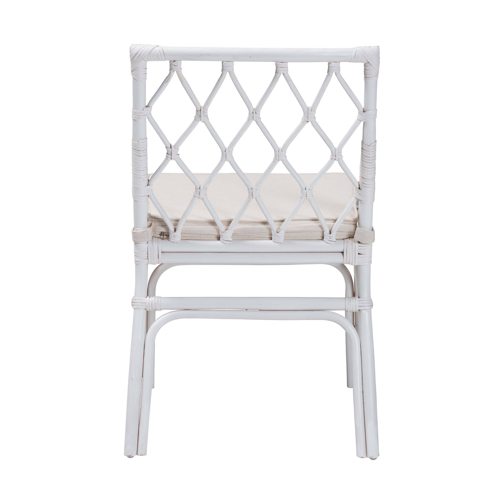 Back. bali & pari - Carwyn Bohemian Rattan Dining Chair - White.