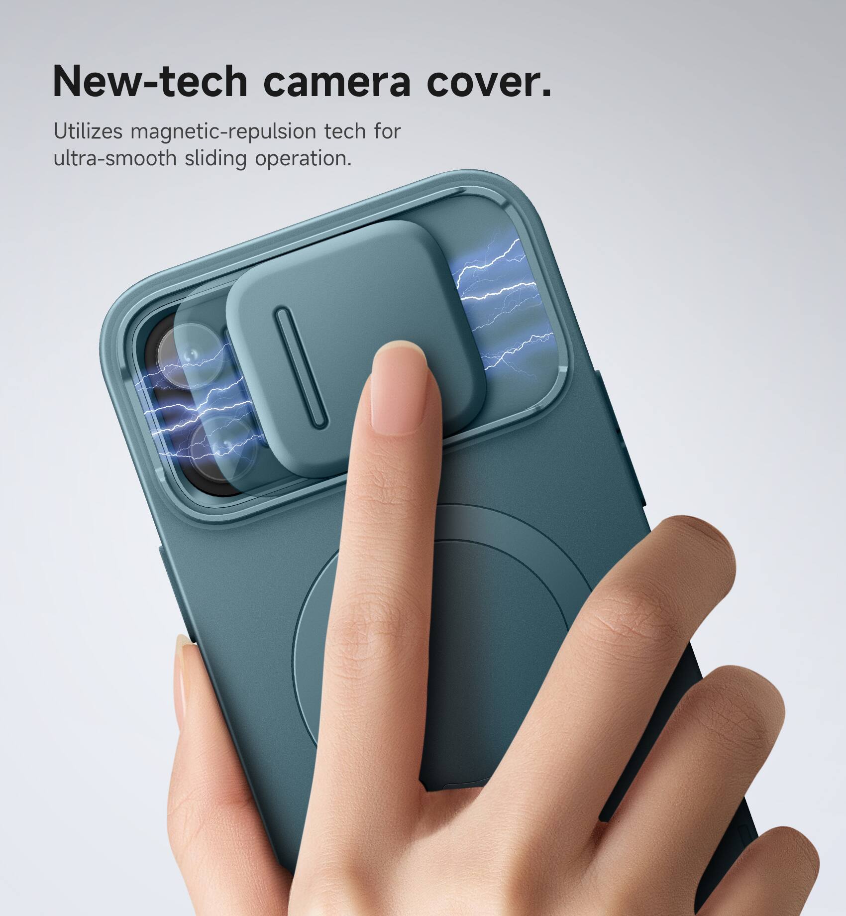 New-tech camera cover.  
Utilizes magnetic-repulsion tech for ultra-smooth sliding operation.