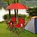 Angle. Costway - Portable Folding Picnic Double Chair W/Umbrella Table Cooler Beach Camping Red - Red.