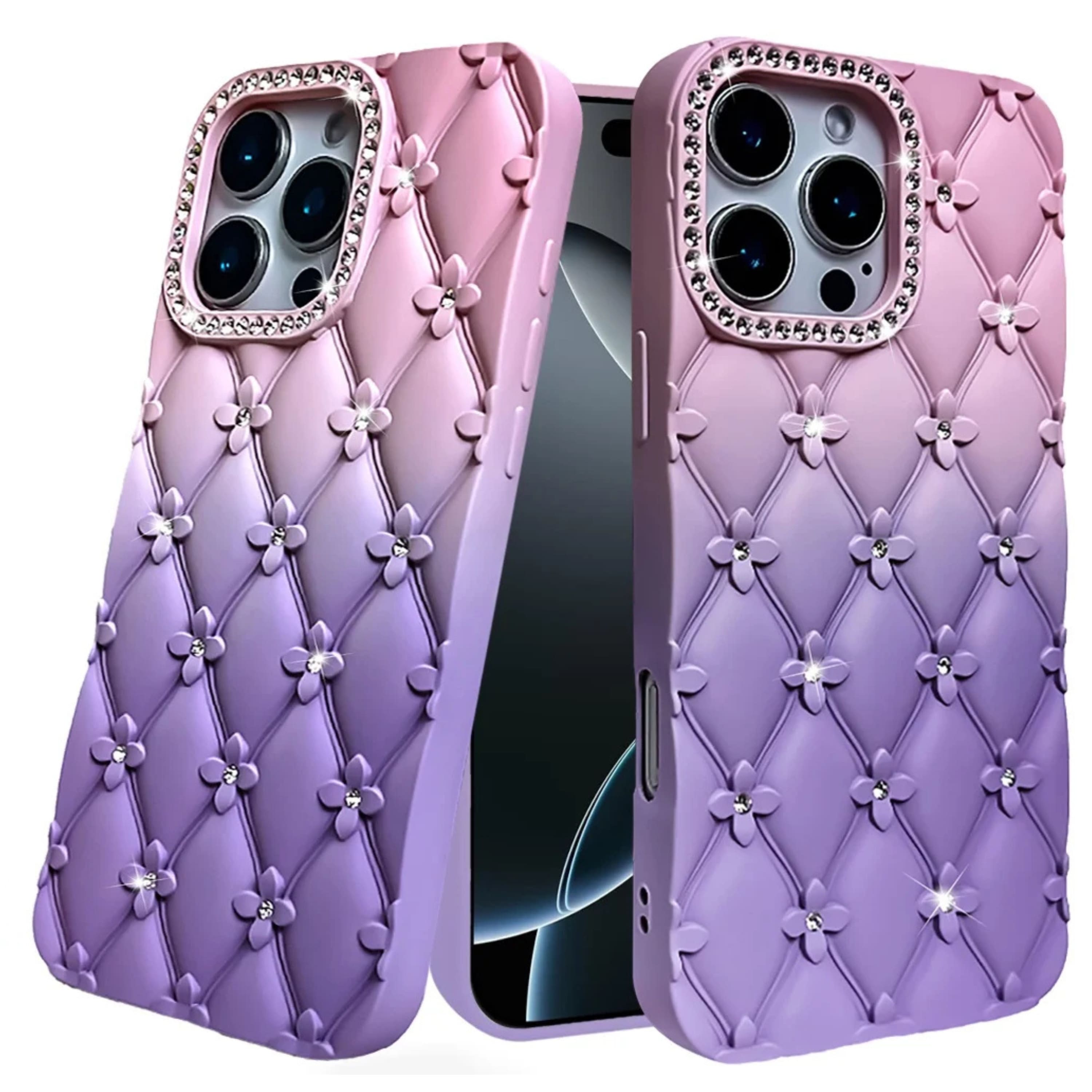 Kitcheniva - Bling Diamond Pattern Padded Case With Tempered Glass For iPhone 16 Pro Max - Light Pink price history on PriceWatchPro