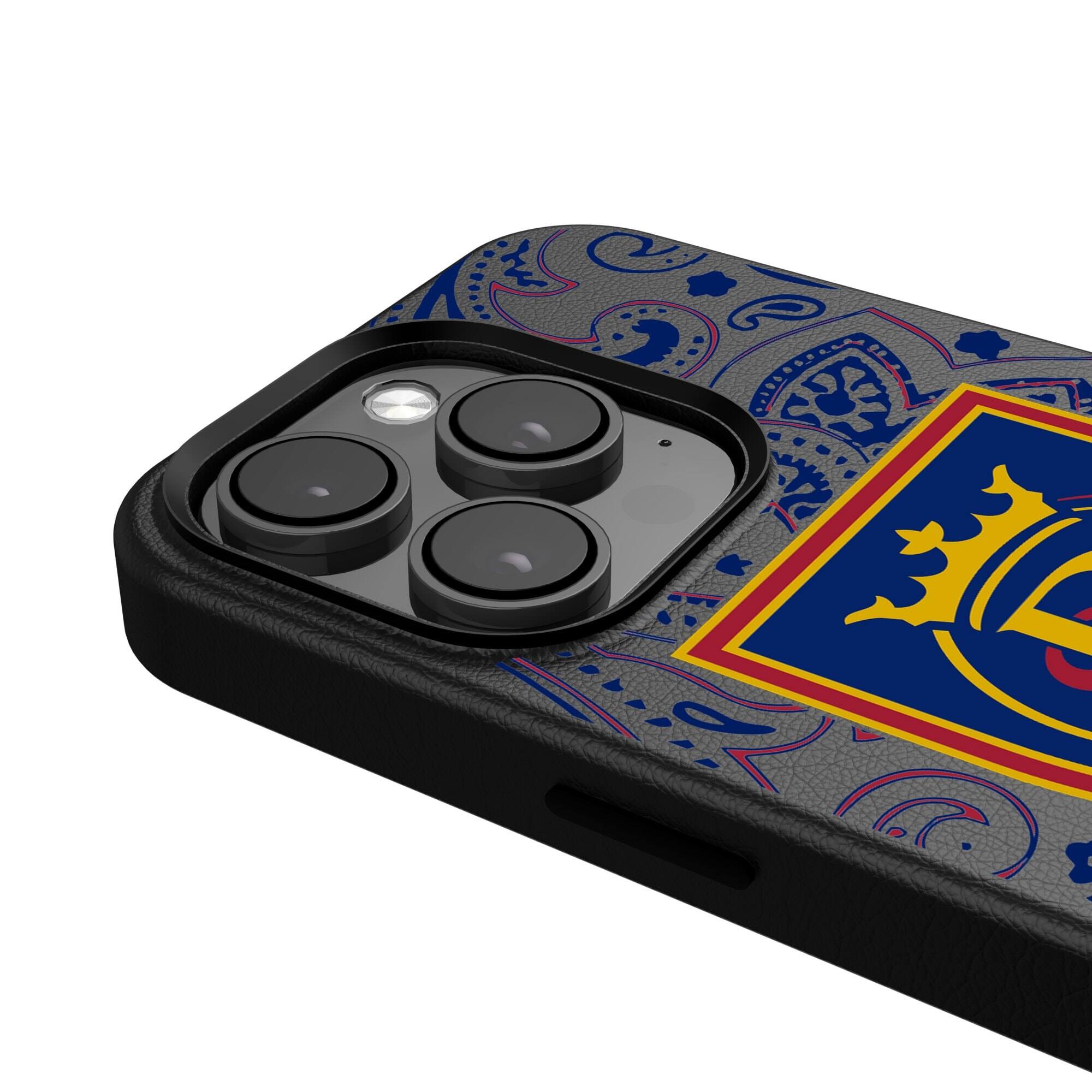 Alt View 3. Keyscaper - Black Real Salt Lake iPhone Magnetic Bump Case - 15 Plus - Black.