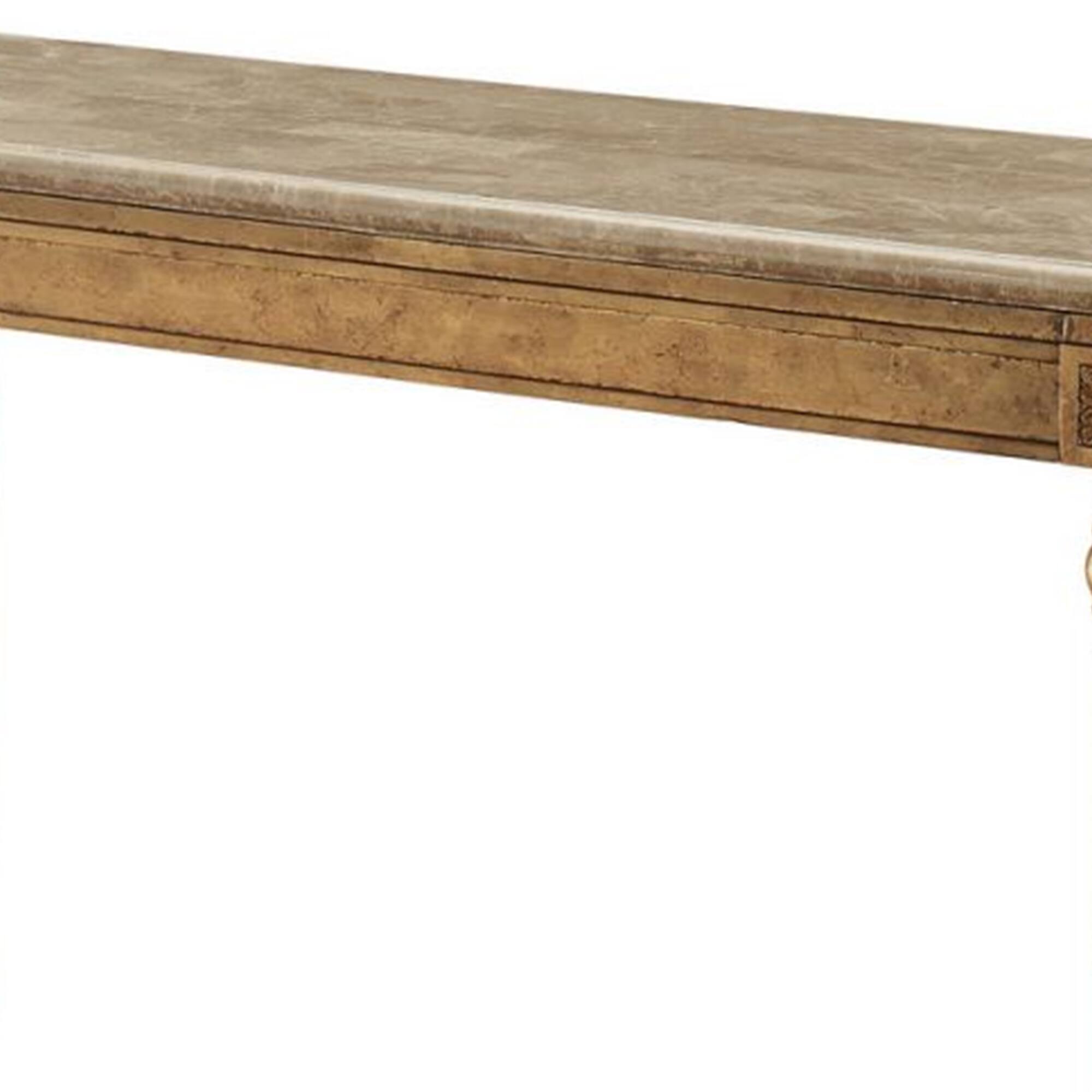 Alt View 3. Manhattan Lane - Marble Top Sofa Table With Fluted Detail Wooden Turned Legs - Gold.