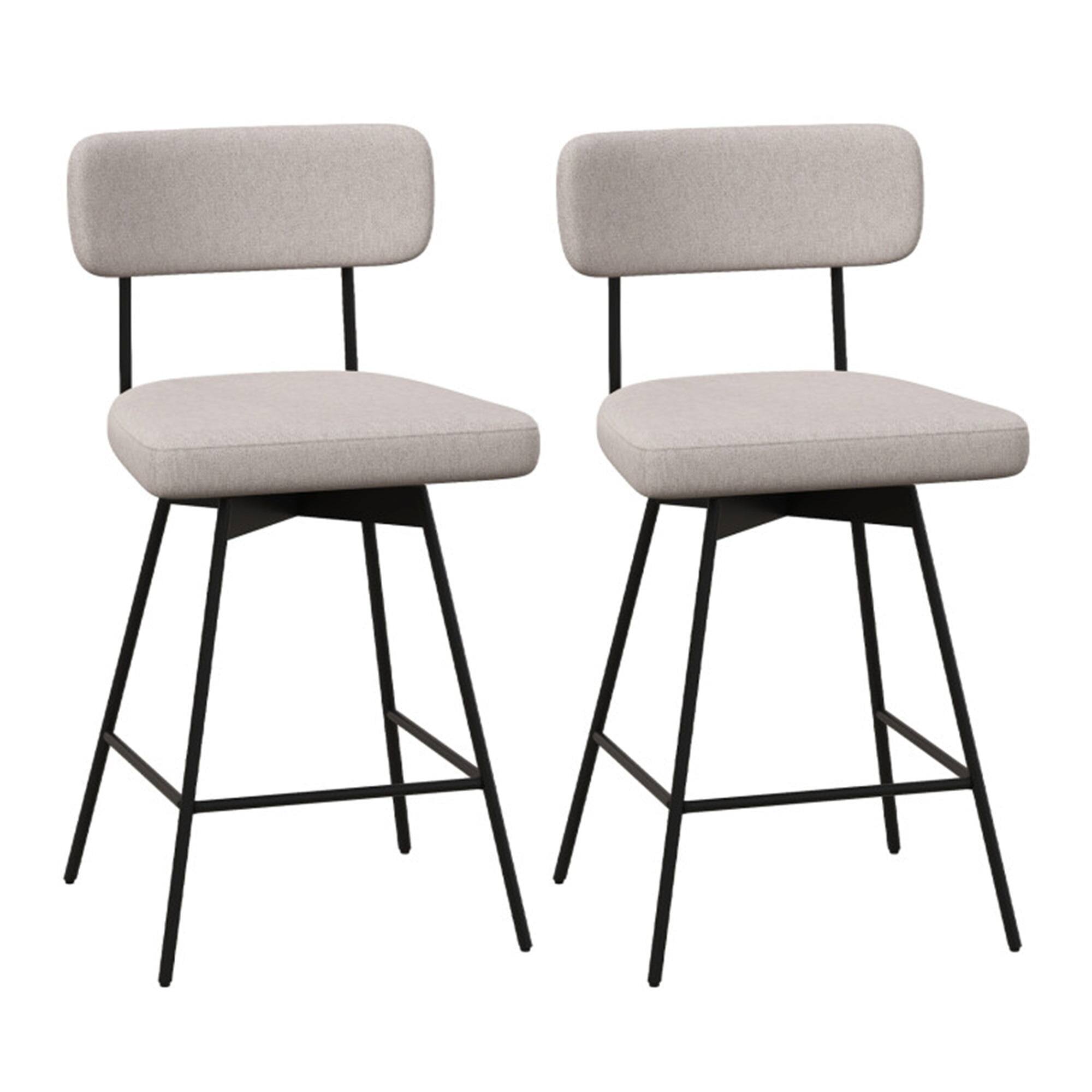 Front. Pefilos - 25" 2-Piece Modern Upholstered Home Bar Stools with Back and Footrests, Modern Dining Chair, Beige - Beige.
