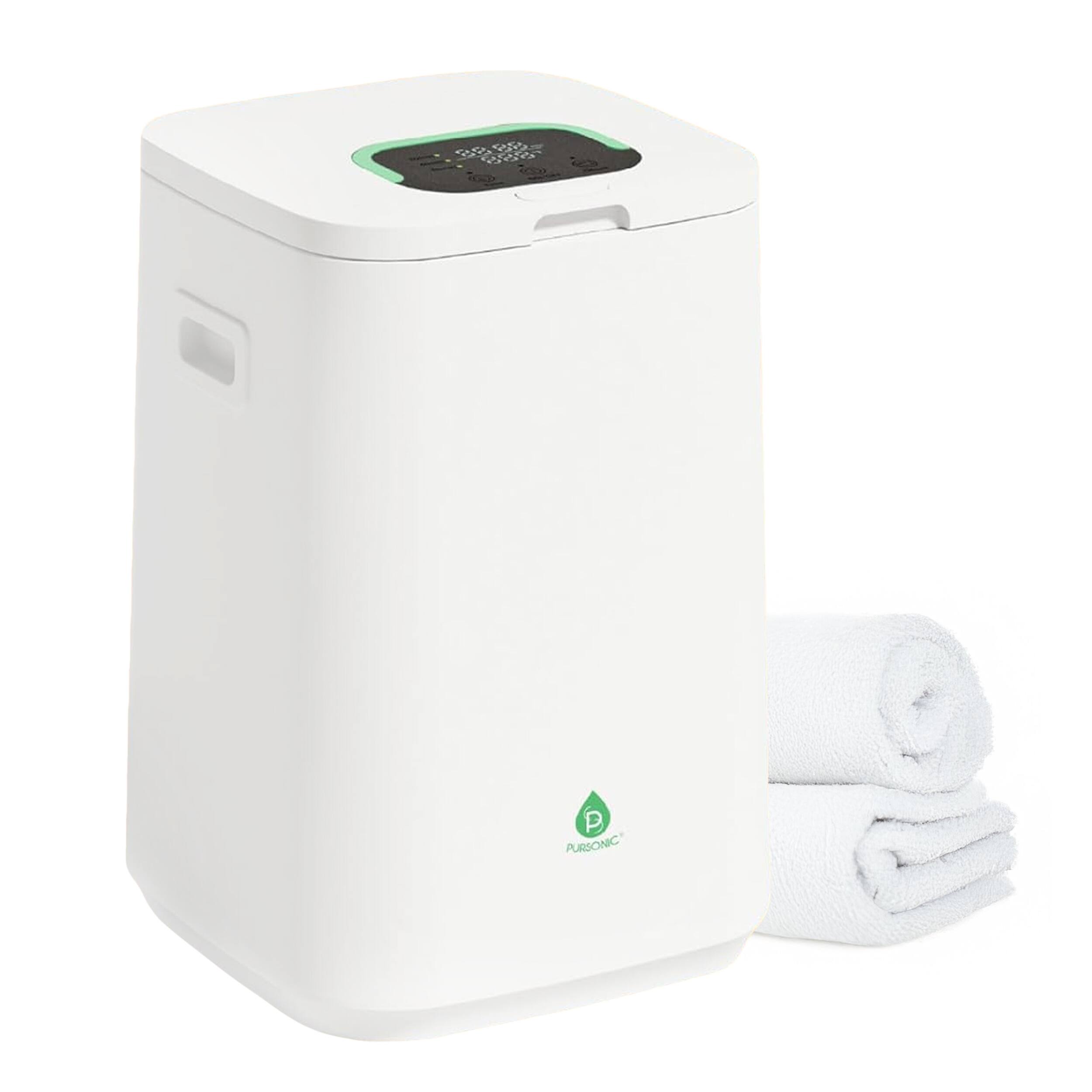 Front. Pursonic - Pursonic 23 Liter Luxury Towel Warmer Bucket with LED Display in White - White.