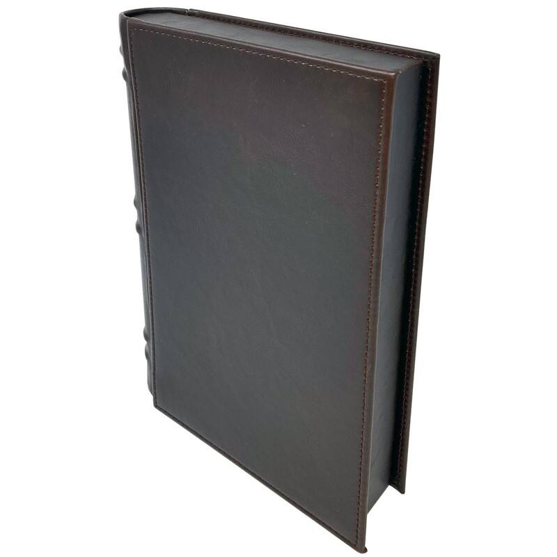 Back. Prestige - Novelist Book Style Cigar Humidor - Brown Leather.