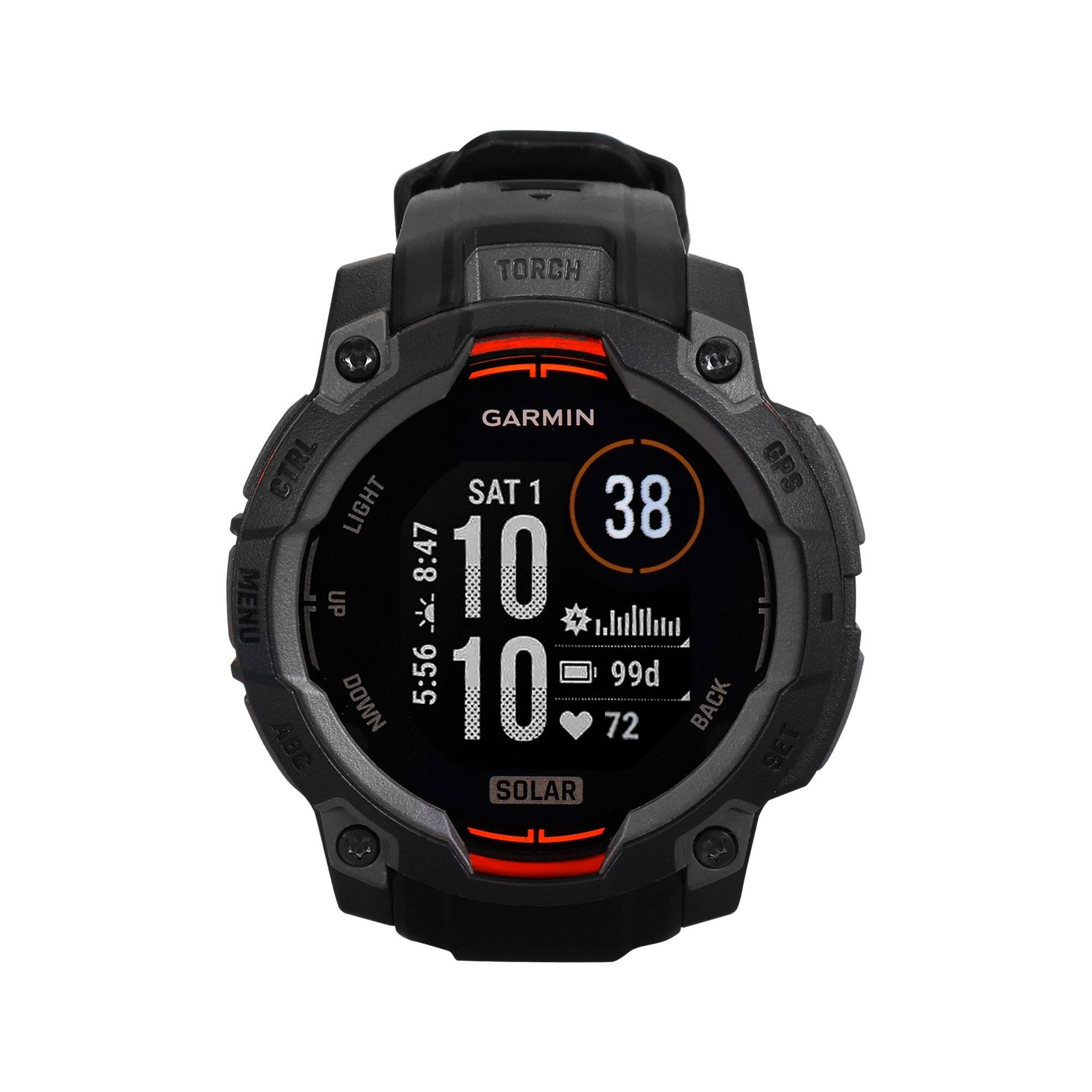 TORCH GARMIN CTRL SAT 1 GPS LIGHT 38 8:47 10 MENU UP x 5:56 99d DOWN 10 72 BACK ABC SET SOLAR