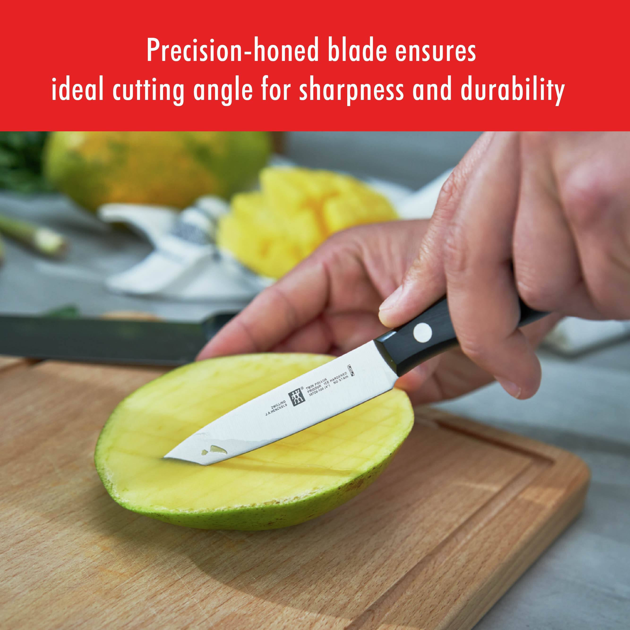 Precision-honed blade ensures ideal cutting angle for sharpness and durability