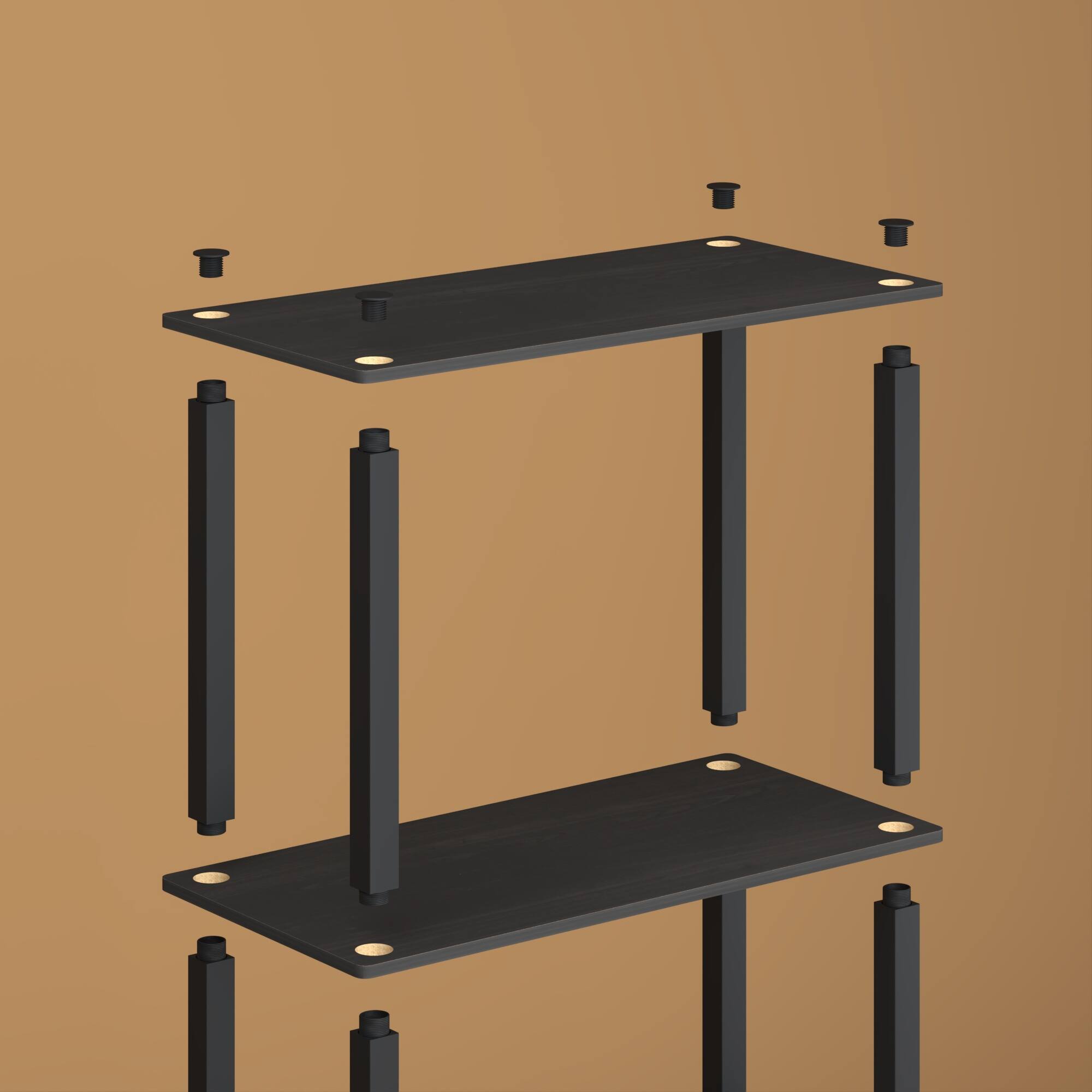 Left. HOMLUX - 3-Tier 29.6" Corner Shelf Open Shelves for Display for Living Room and Office Organization Espresso & Black - Espresso & Black.