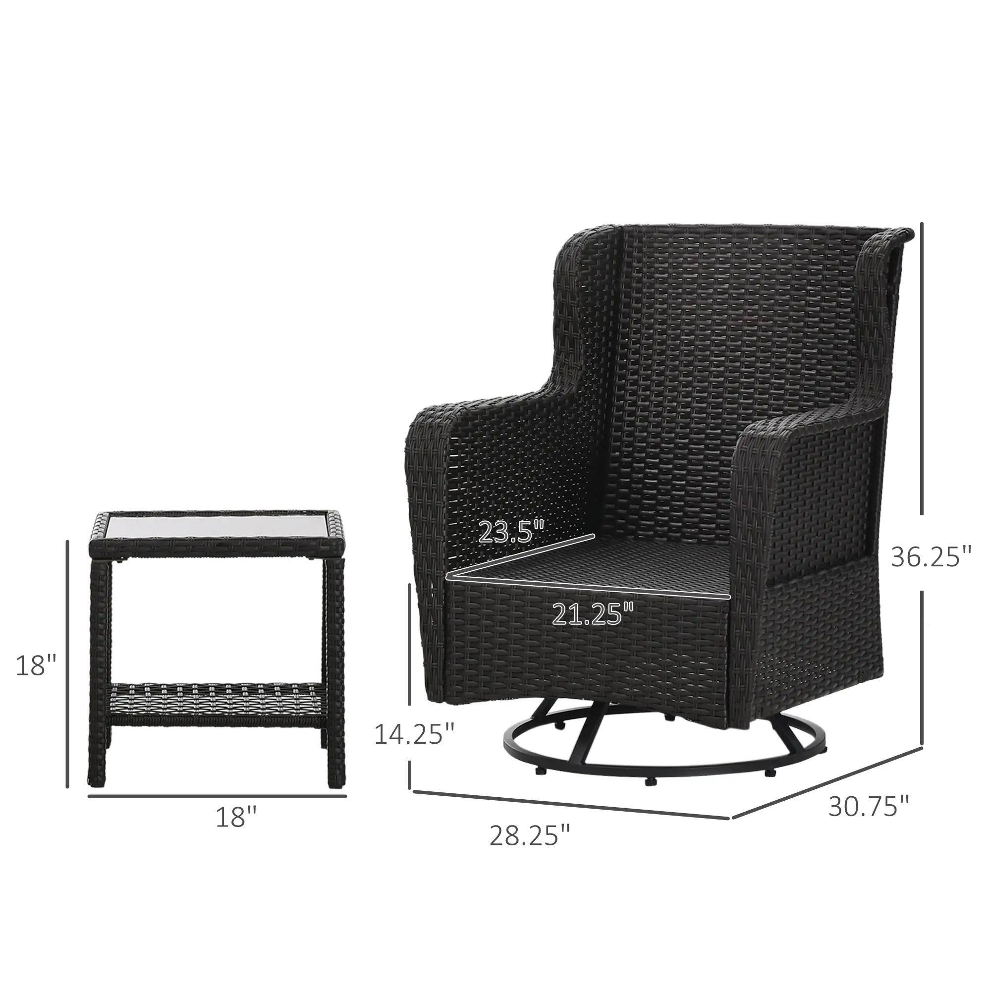 Spaco 360° Rotation, Rocking Patio Bistro Set, Outdoor Porch Furniture ...