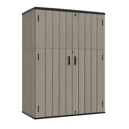 Front. Yardgrace - 57 Cu.ft Outdoor Vertical Storage Shed, Waterproof Resin Cabinet, Lockable for Garden, Patio & Backyard Clearance - Brown.