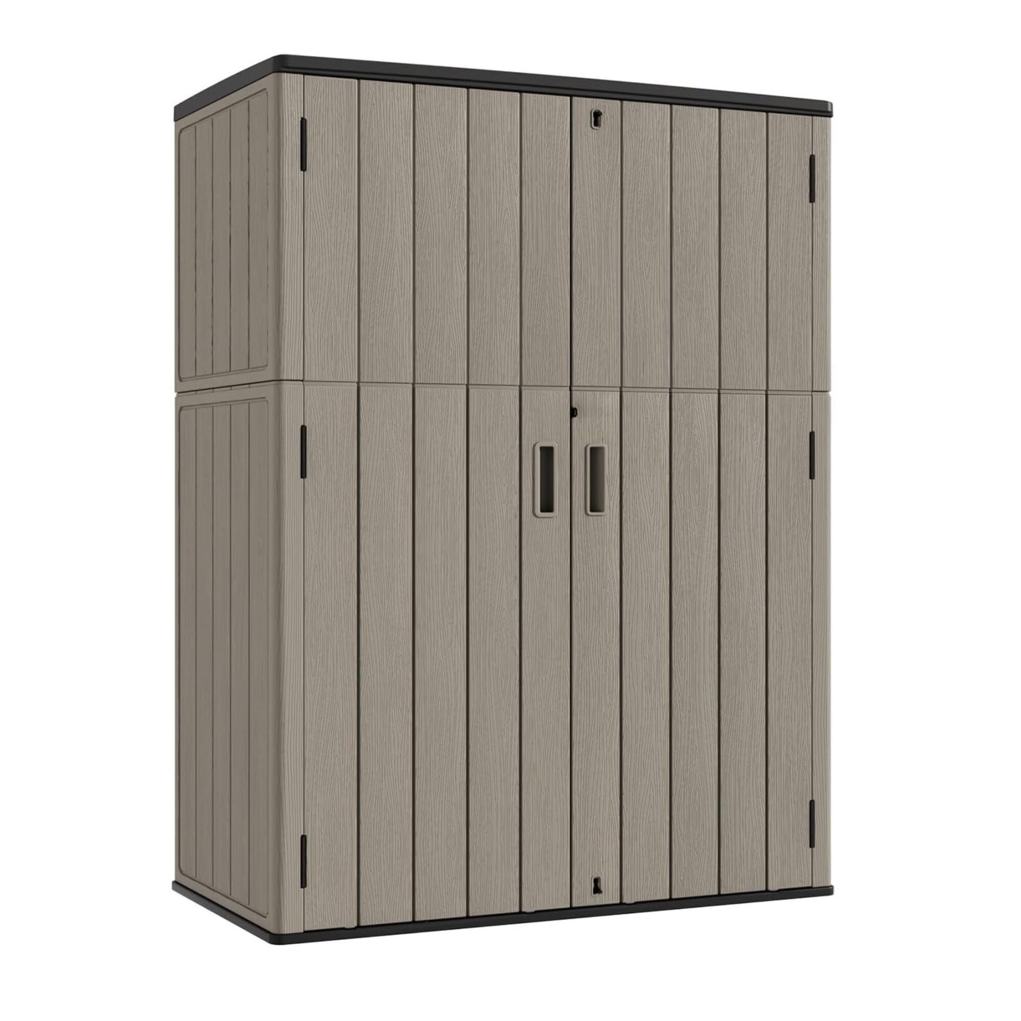 Front. Yardgrace - 57 Cu.ft Outdoor Vertical Storage Shed, Waterproof Resin Cabinet, Lockable for Garden, Patio & Backyard Clearance - Brown.