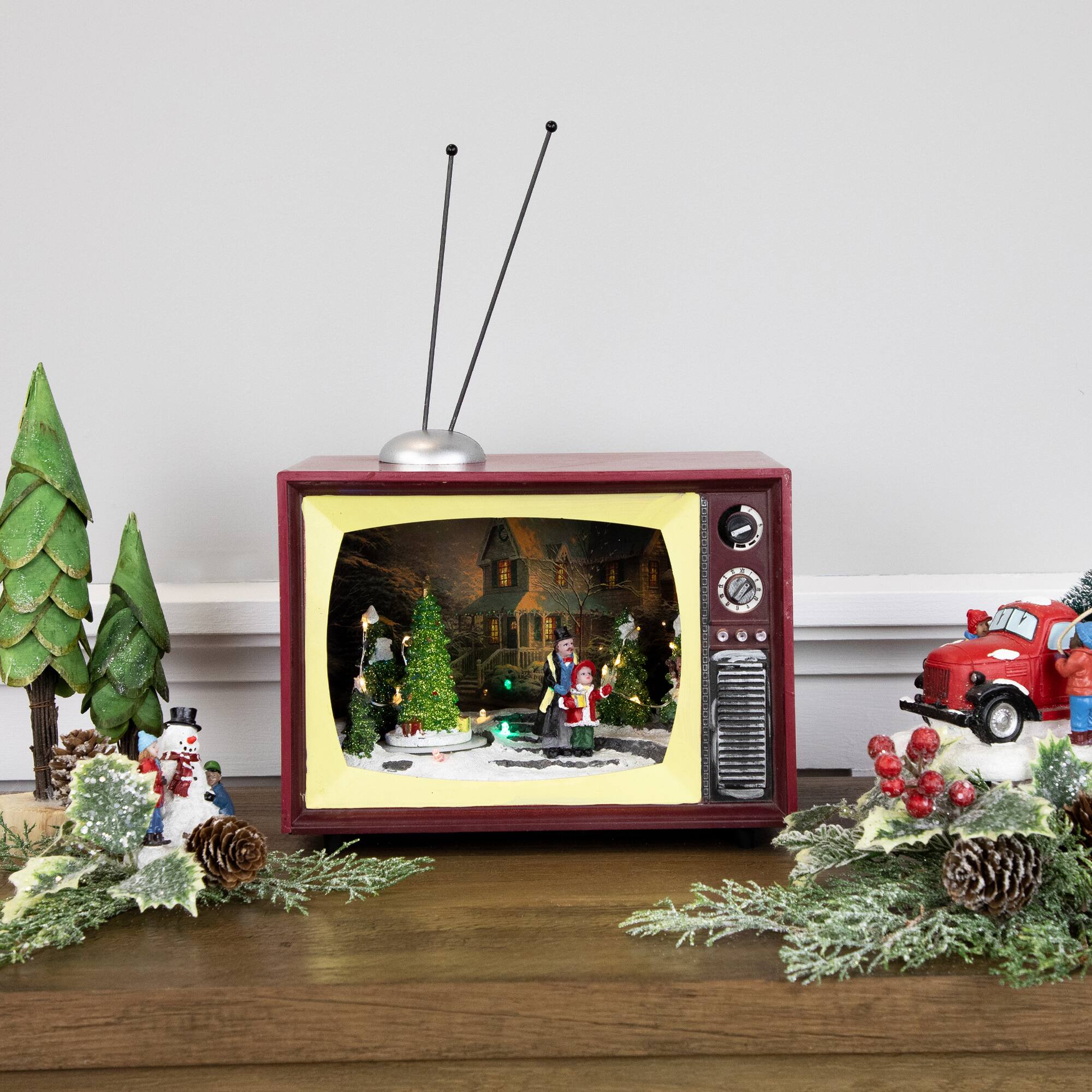 Alt View 1. Northlight - LED Lighted Animated and Musical TV Scene Christmas Display - 9.25" - Multi.